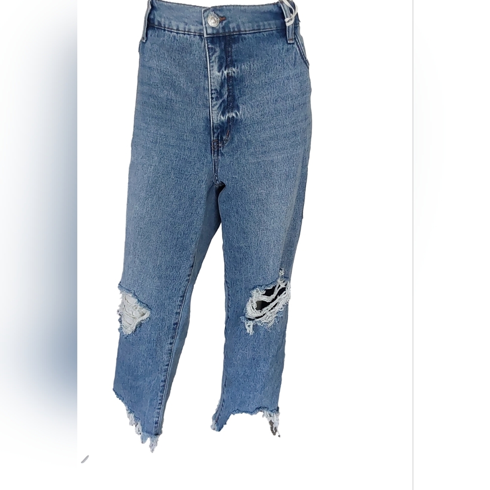 Jessica Simpson Harmony Distressed High Rise Slim Straigh Blue Jeans Size 16w - Picture 5 of 6